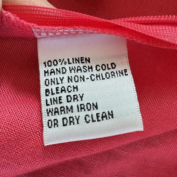 Talbots Irish Linen 3/4 Sleeve V-neck Side Zip Dark Pink Top Size 8 - Picture 10 of 14